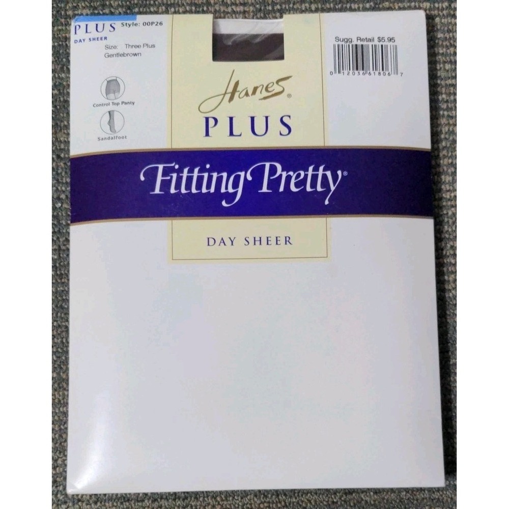 Hanes Fitting Pretty Pantyhose Plus Size Three Gentlebrown Day Sheer‎ Sandalfoot